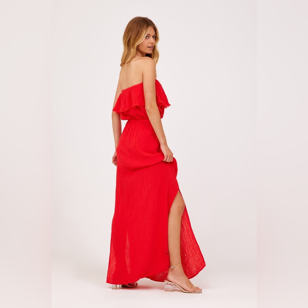 MICHAEL STARS NWOT TARA DOUBLE GAUZE STRAPLESS DRESS - Picture 2 of 13